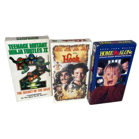 Vintage VHS Bundle- Hook, Home Alone, Teenage Mutant Ninja Turtles II - Picture 1 of 7